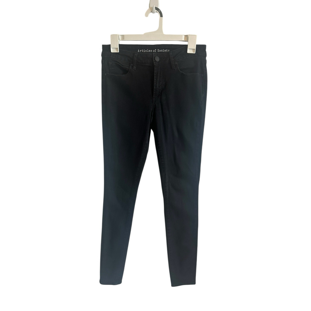 Articles Of Society Women's 27 Black Solid Skinny Mid Waist Cotton Casual Jeans